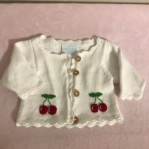 Little English crochet girls cherry sweater